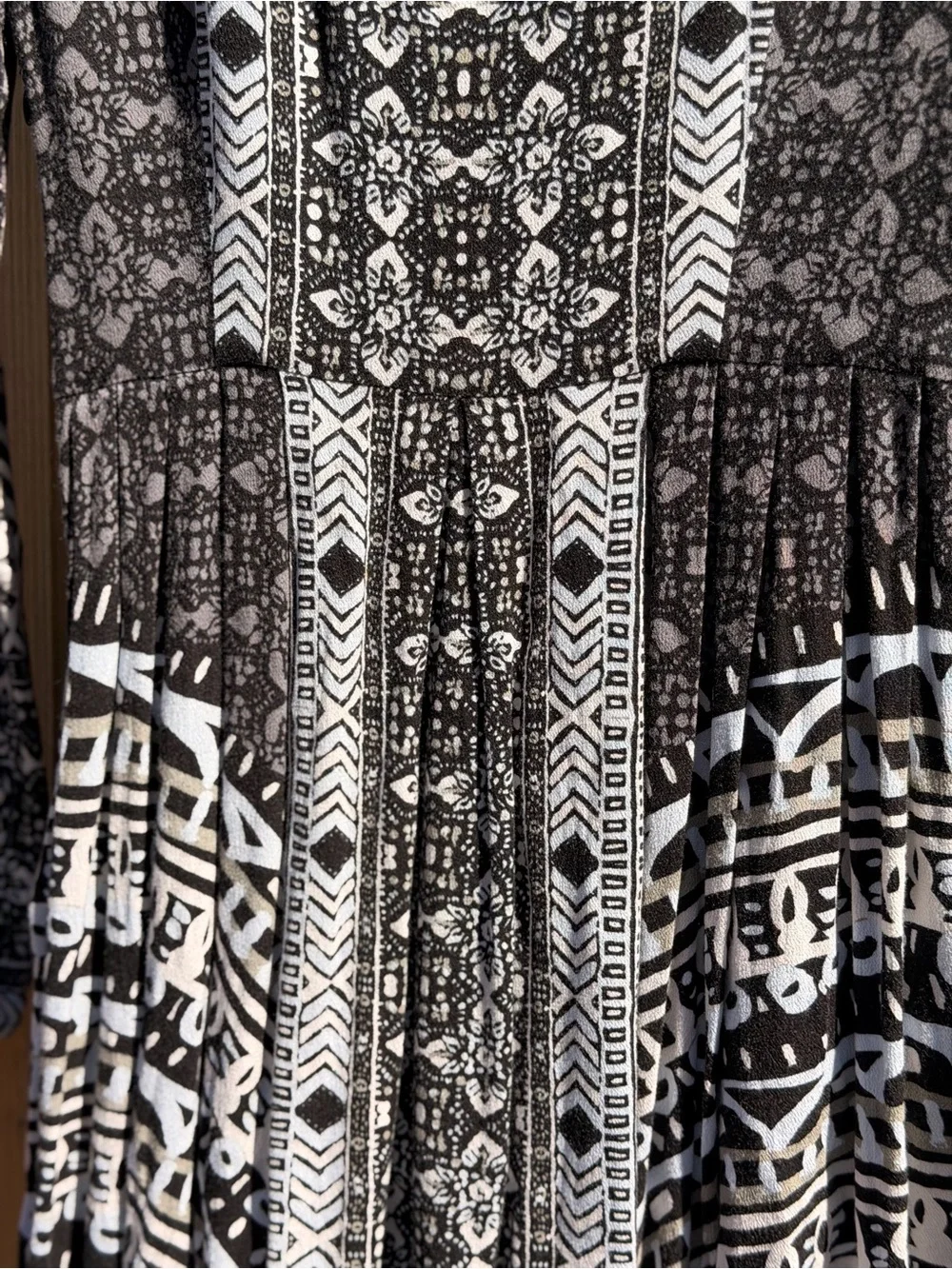 Free People Black and White Printed Long Sleeve Dress - Picture 4 of 6